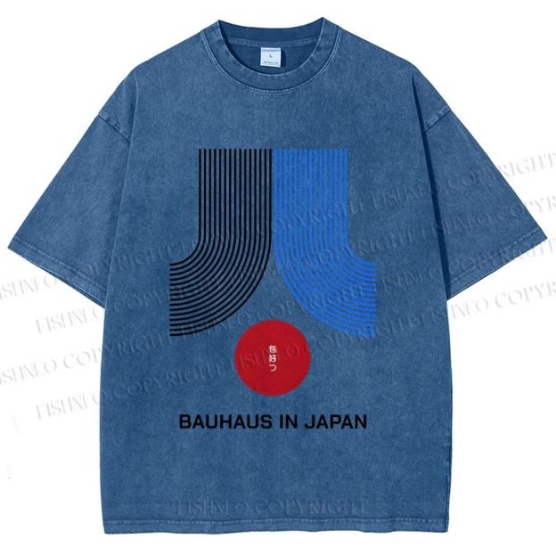 Unisex Bauhaus In Japan Lines Printed Washed Tee