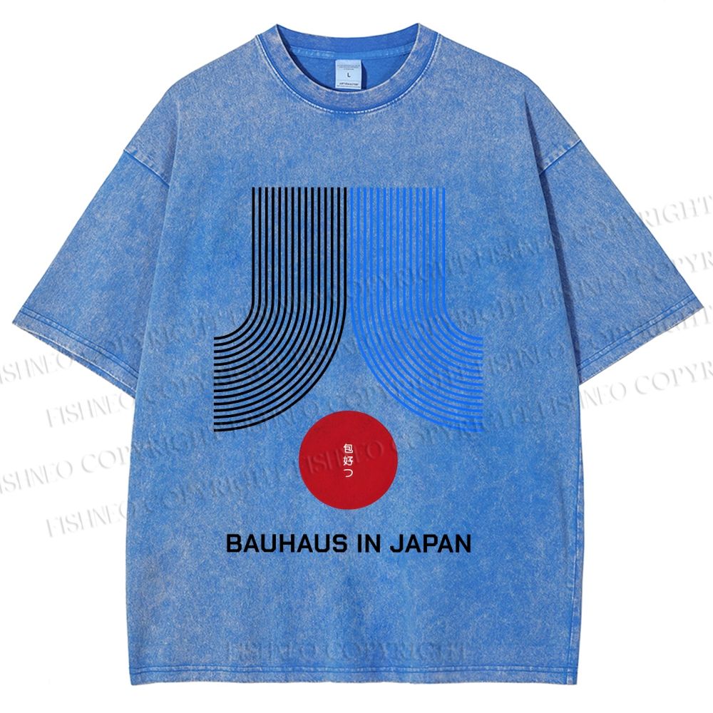Unisex Bauhaus In Japan Lines Printed Washed Tee