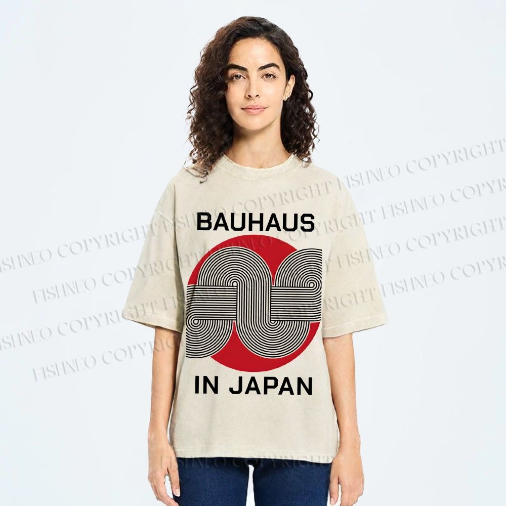Unisex Bauhaus In Japan Lines Printed Washed Tee