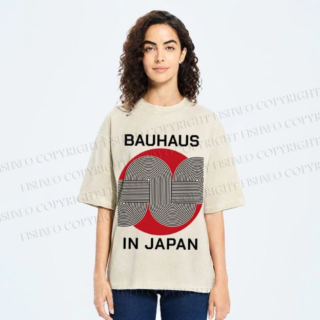 Unisex Bauhaus In Japan Lines Printed Washed Tee