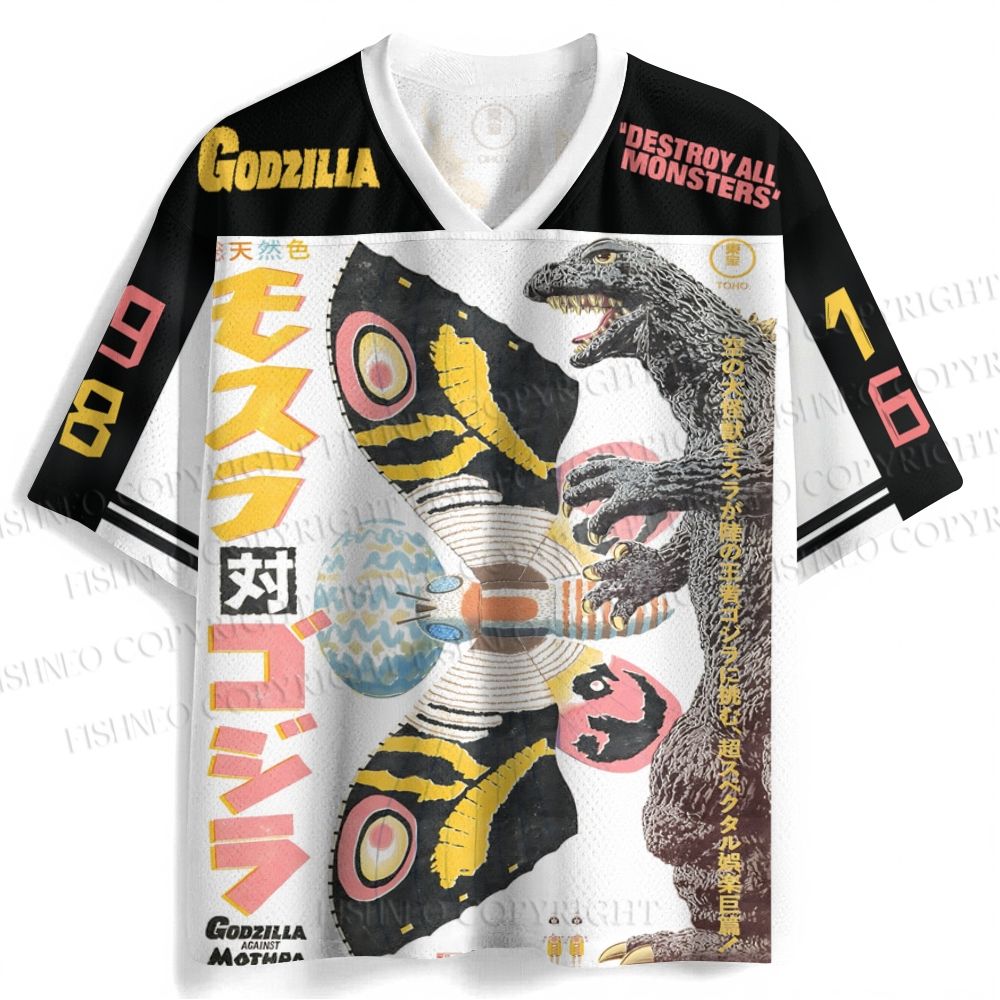 Vintage Godzilla vs Mothra All the Monsters Jersey Shirts