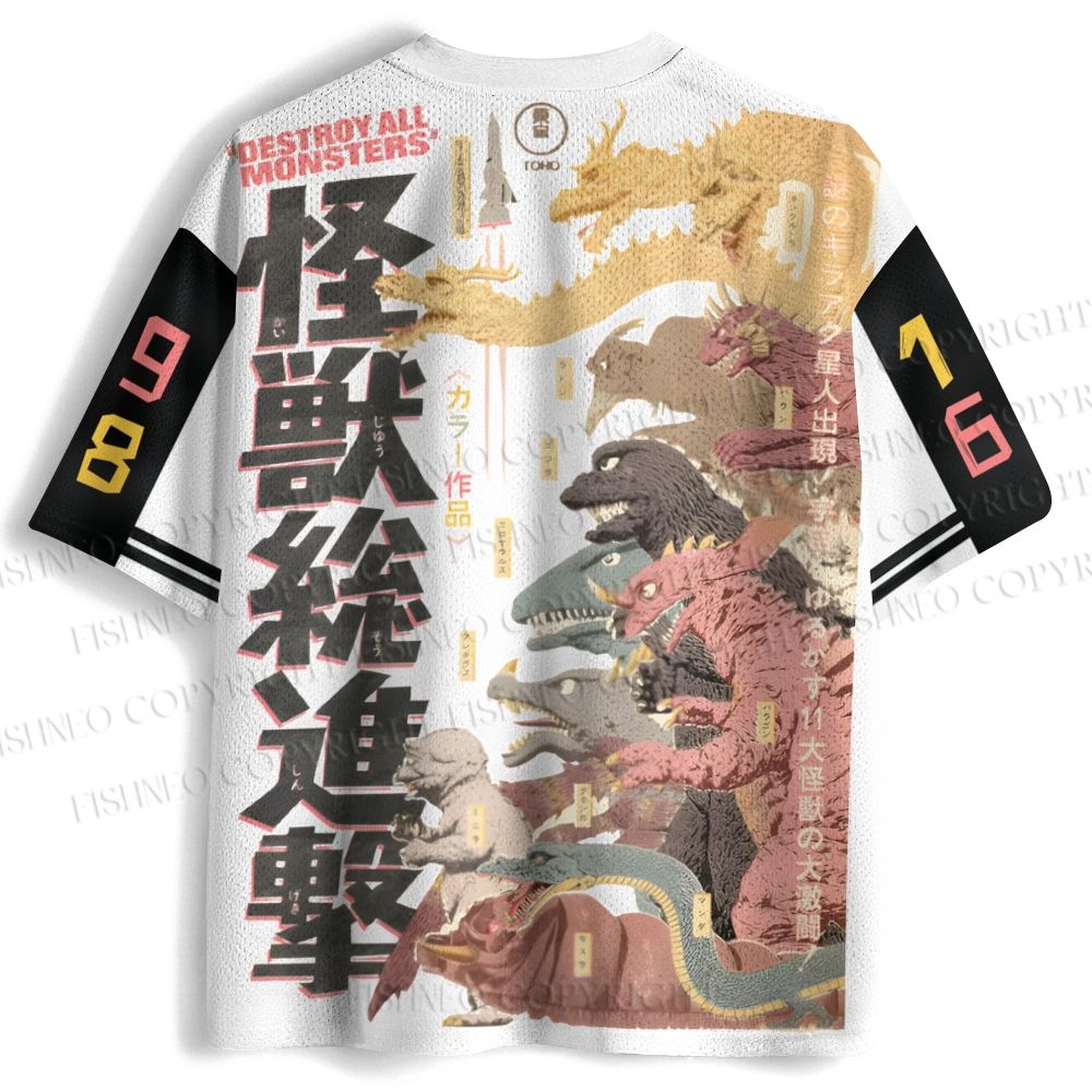Vintage Godzilla vs Mothra All the Monsters Jersey Shirts