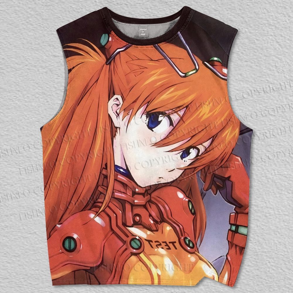 Unisex Neon Genesis Evangelion Asuka Printed Tank Top
