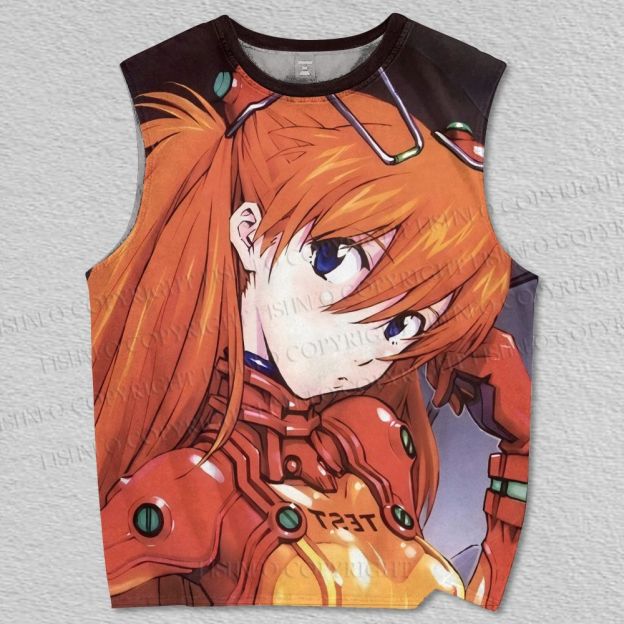 Unisex Neon Genesis Evangelion Asuka Printed Tank Top
