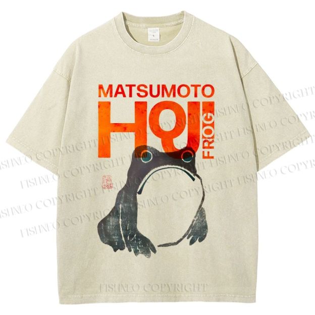 Unisex Matsumoto Hoji Frog Printed Washed Tee
