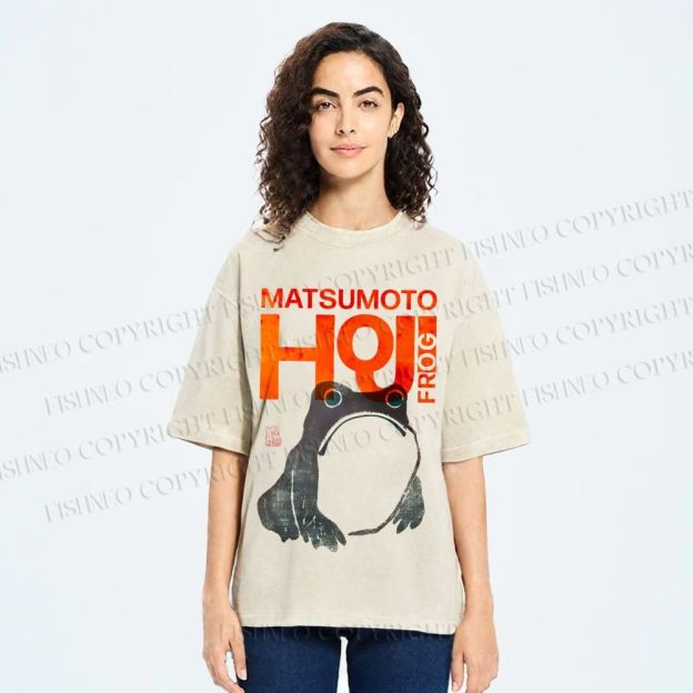 Unisex Matsumoto Hoji Frog Printed Washed Tee