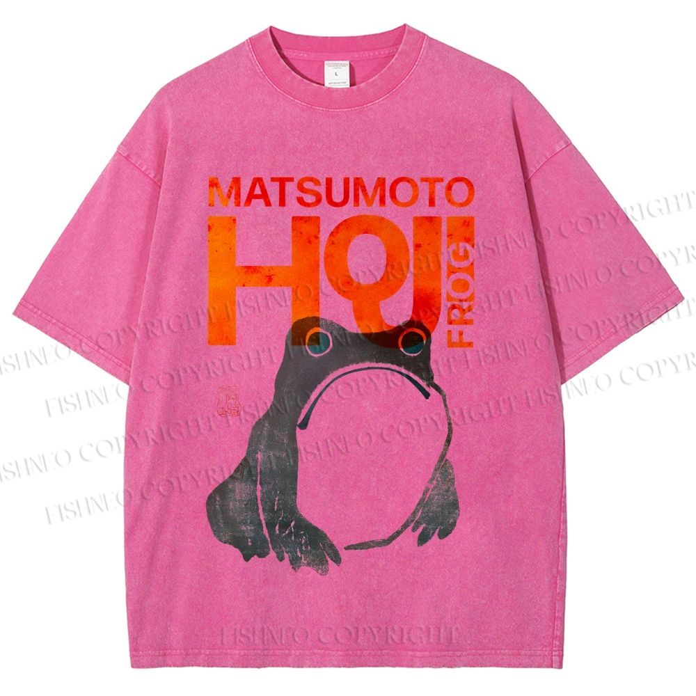Unisex Matsumoto Hoji Frog Printed Washed Tee