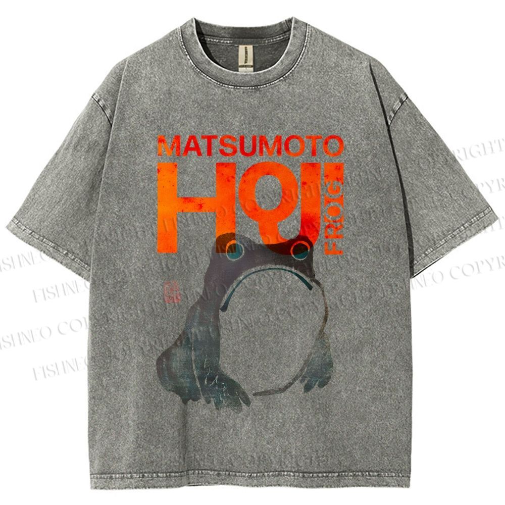 Unisex Matsumoto Hoji Frog Printed Washed Tee