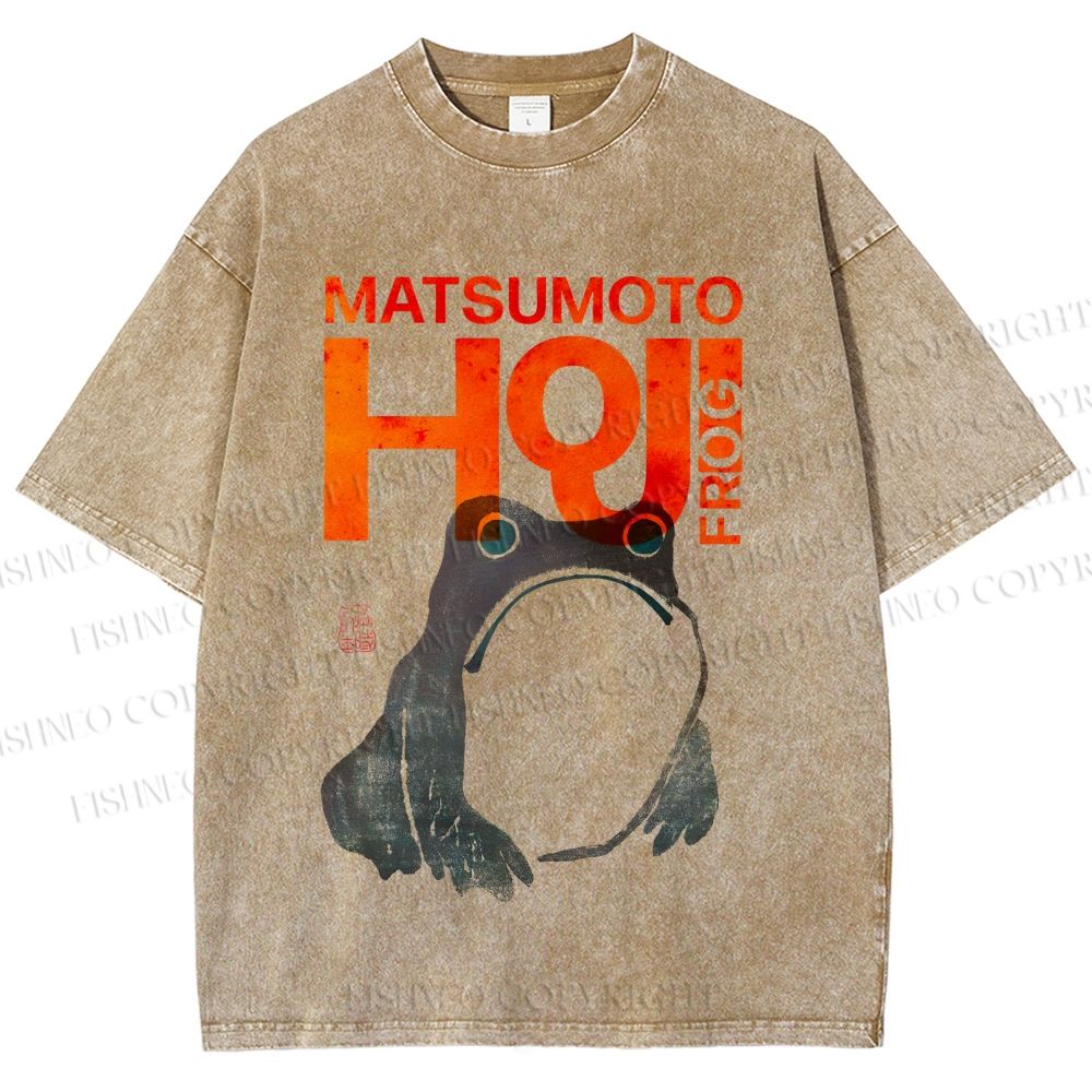 Unisex Matsumoto Hoji Frog Printed Washed Tee