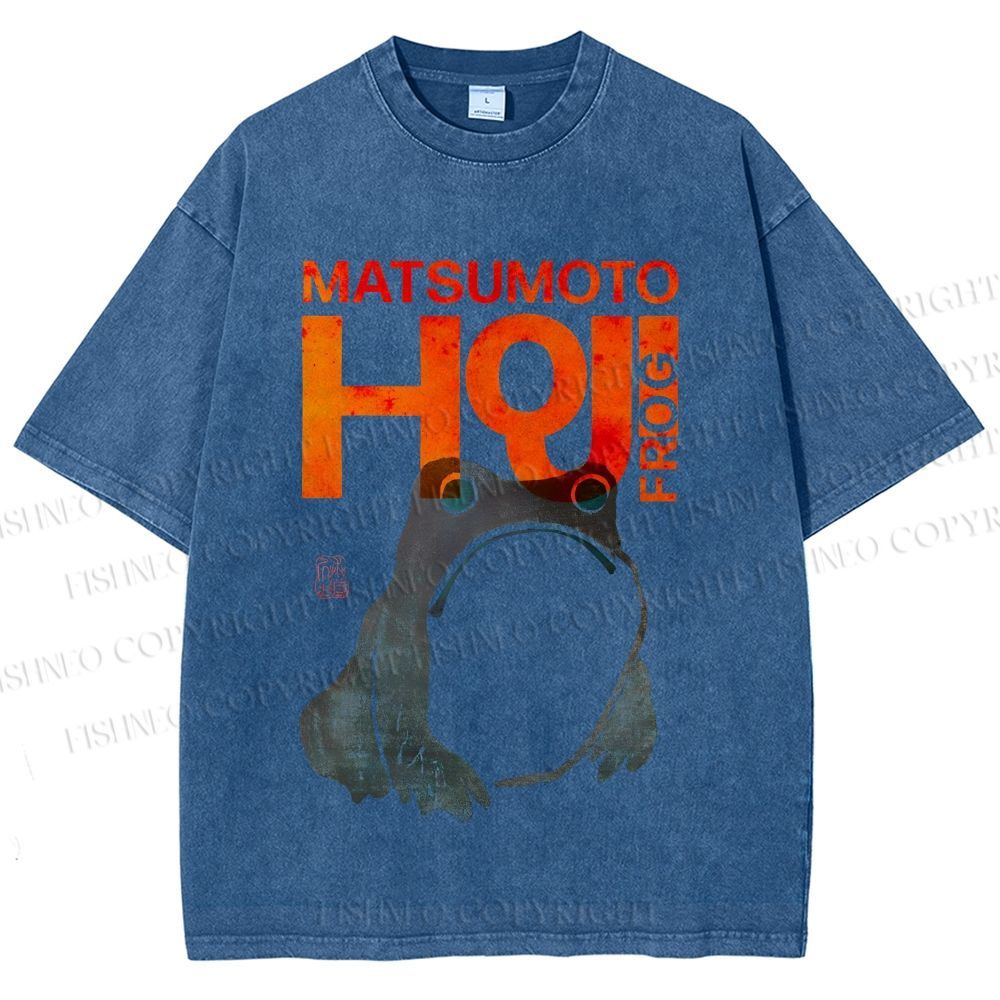 Unisex Matsumoto Hoji Frog Printed Washed Tee