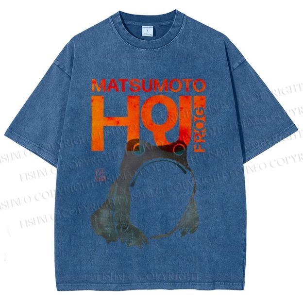 Unisex Matsumoto Hoji Frog Printed Washed Tee