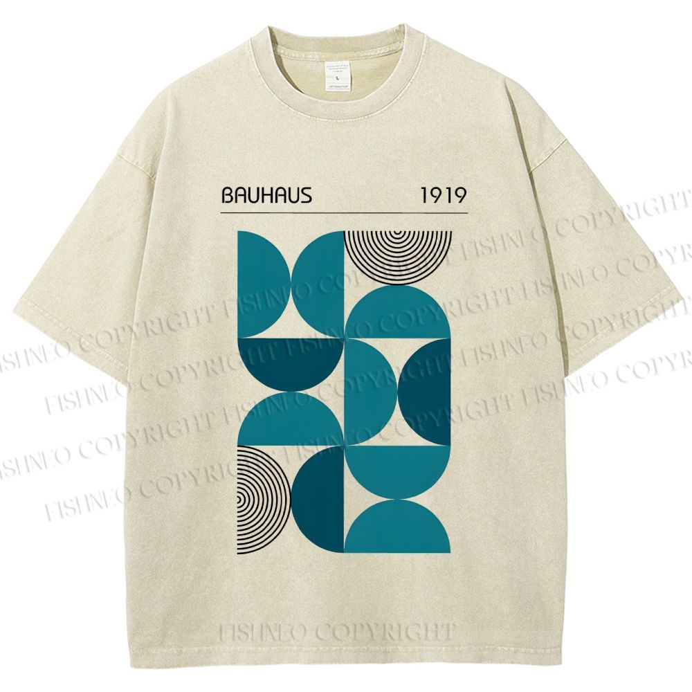 Unisex Bauhaus Geometry Printed Washed Tee