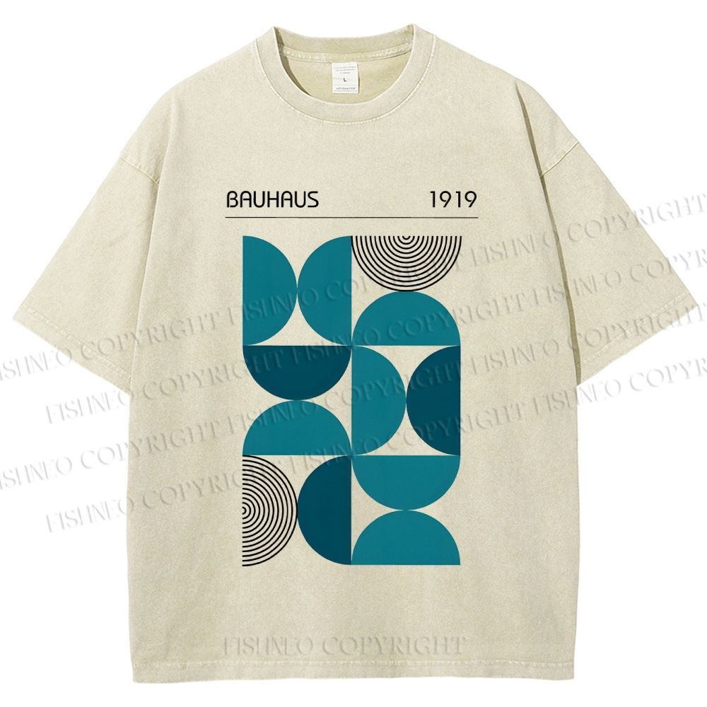 Unisex Bauhaus Geometry Printed Washed Tee