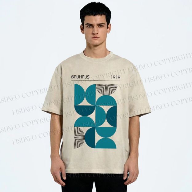 Unisex Bauhaus Geometry Printed Washed Tee
