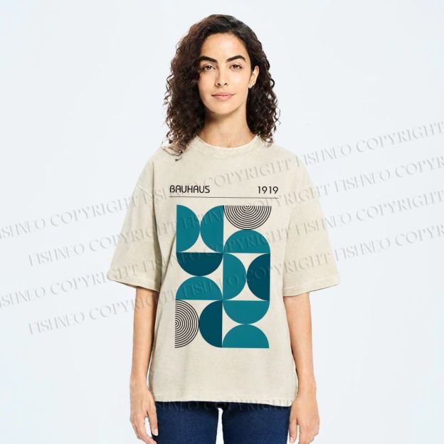 Unisex Bauhaus Geometry Printed Washed Tee