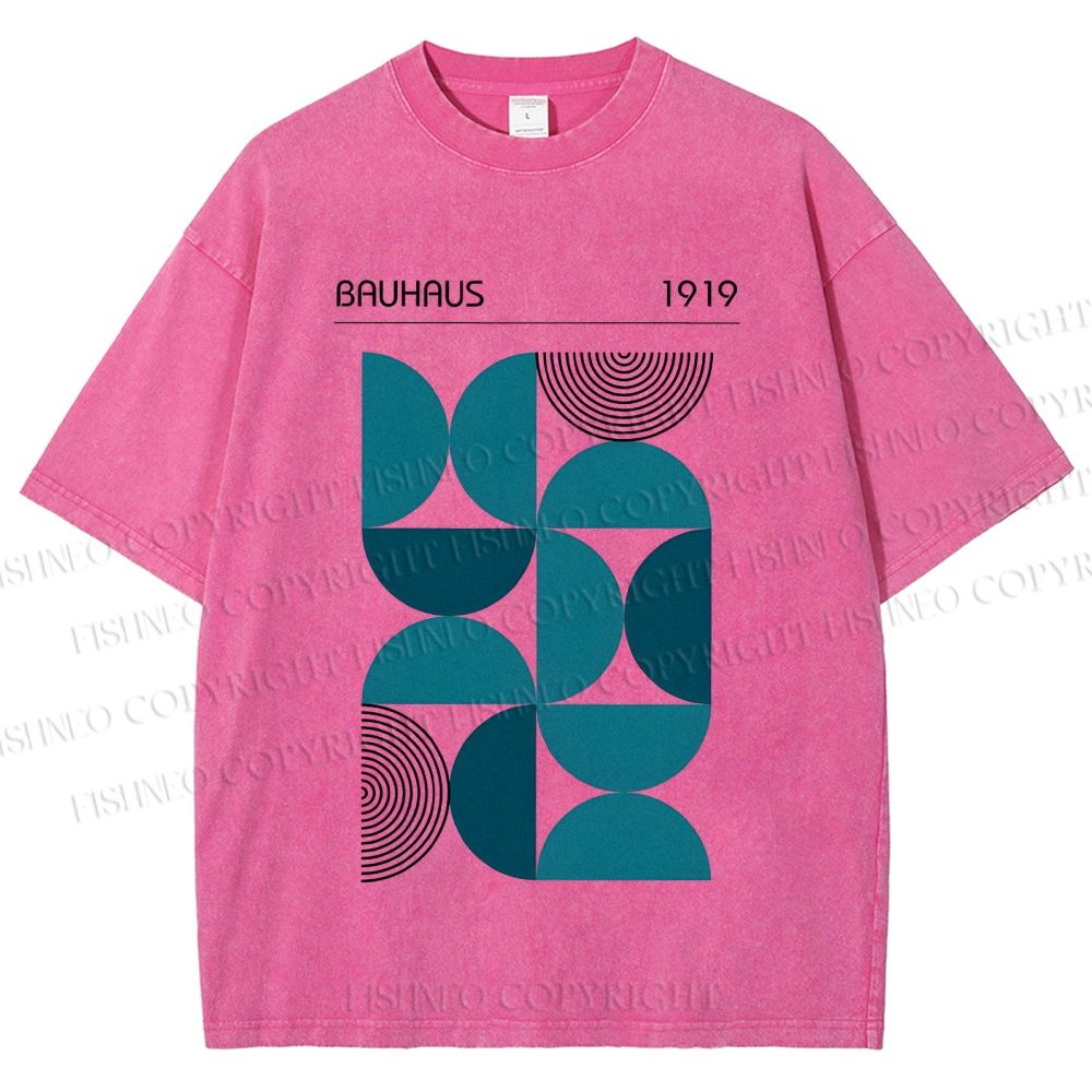 Unisex Bauhaus Geometry Printed Washed Tee