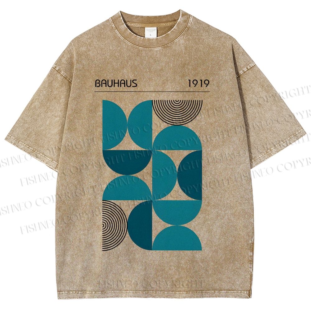 Unisex Bauhaus Geometry Printed Washed Tee