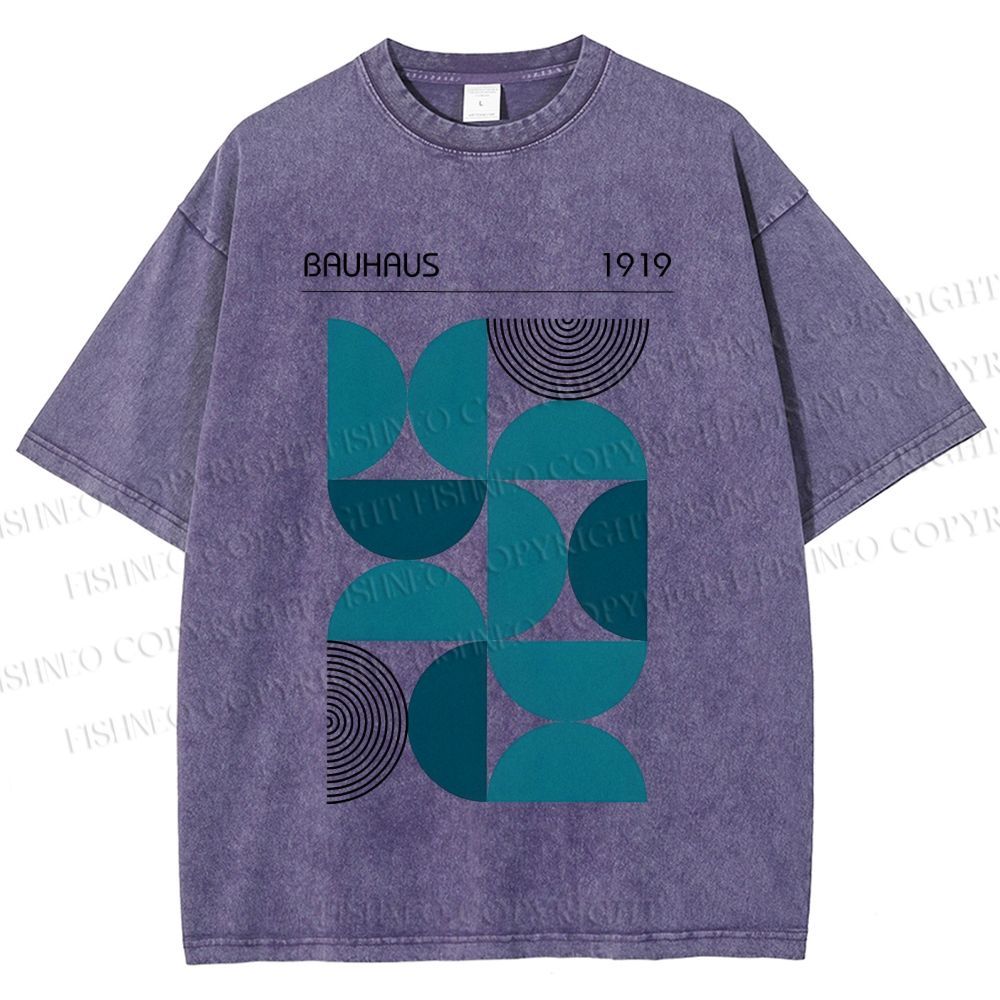 Unisex Bauhaus Geometry Printed Washed Tee