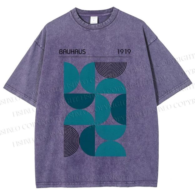 Unisex Bauhaus Geometry Printed Washed Tee