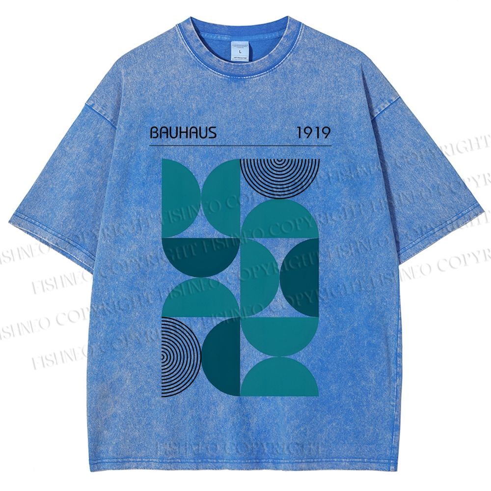 Unisex Bauhaus Geometry Printed Washed Tee