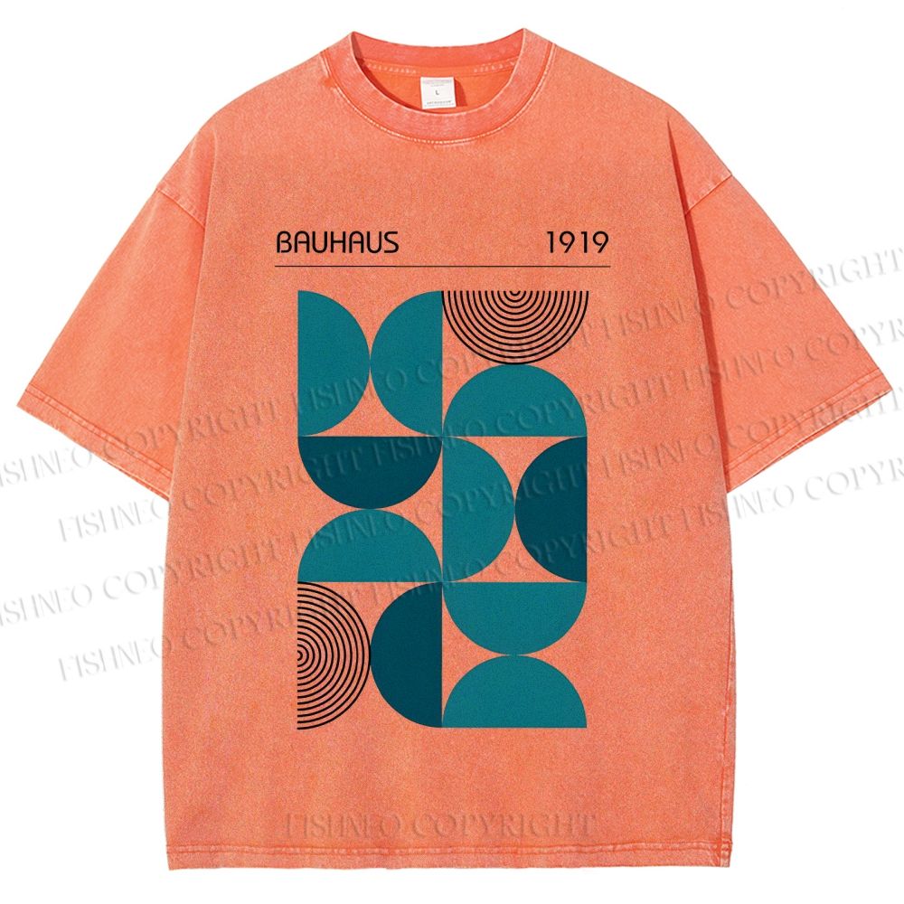 Unisex Bauhaus Geometry Printed Washed Tee