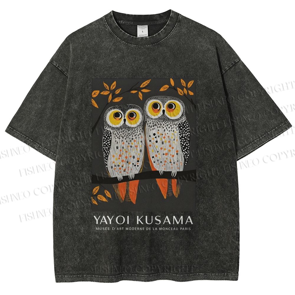 Unisex Dotty Owl Duo Printed Washed Tee