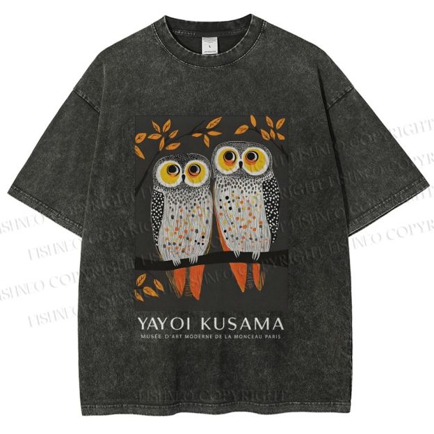 Unisex Dotty Owl Duo Printed Washed Tee
