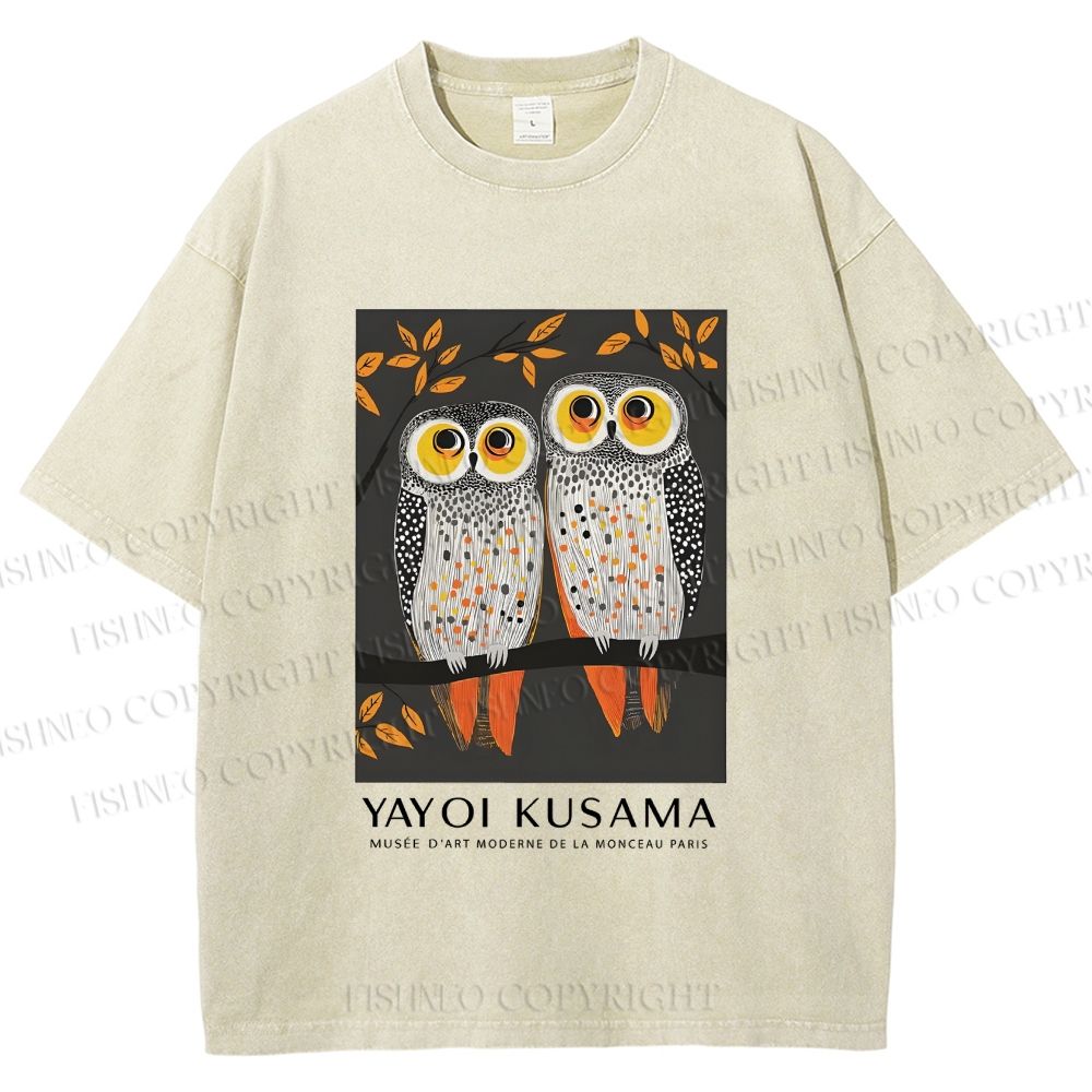 Unisex Dotty Owl Duo Printed Washed Tee
