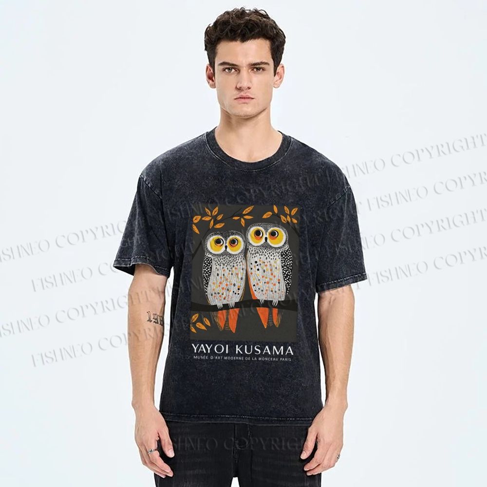 Unisex Dotty Owl Duo Printed Washed Tee