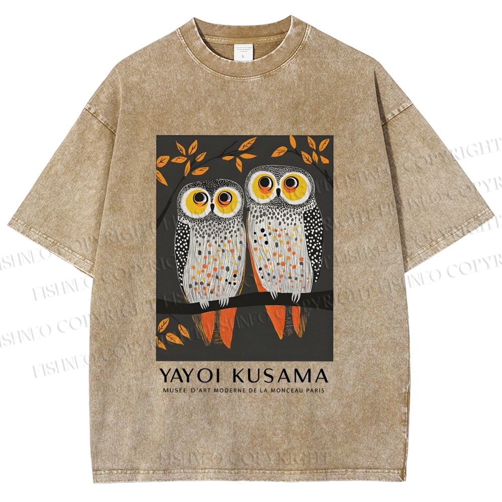 Unisex Dotty Owl Duo Printed Washed Tee