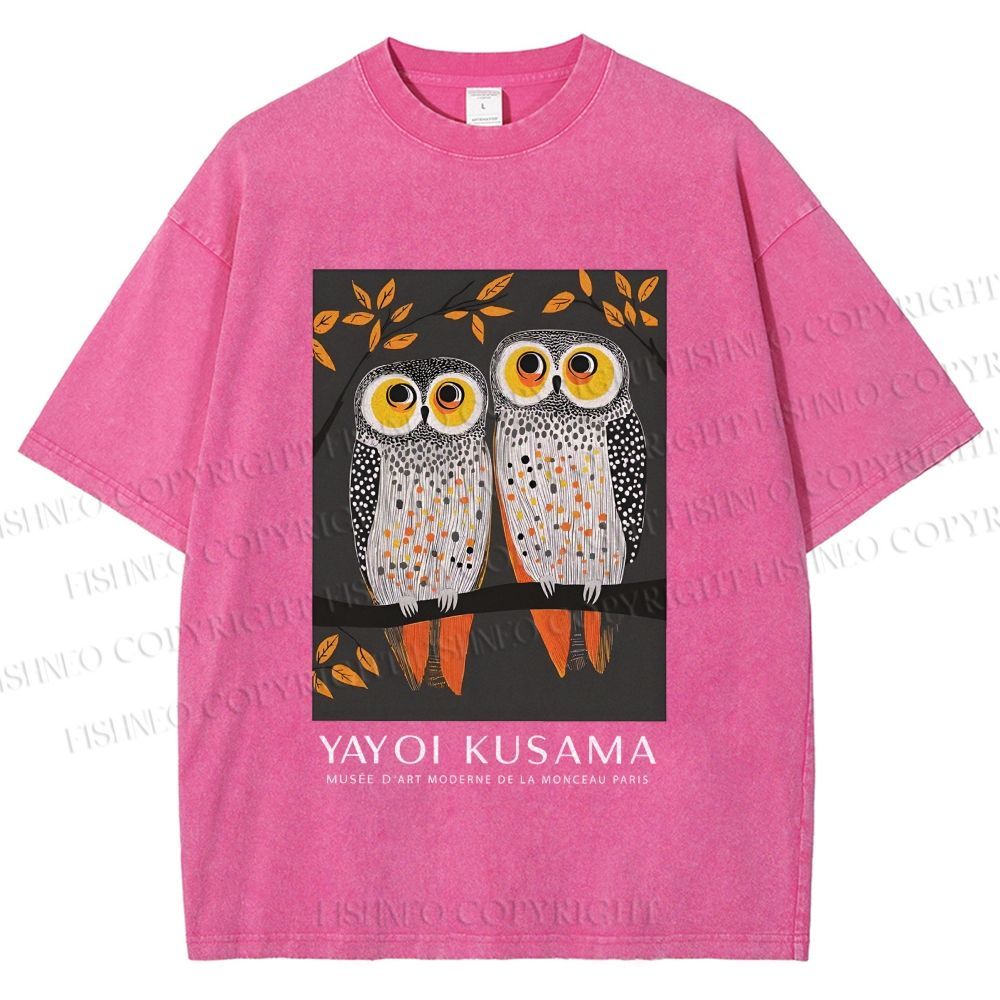 Unisex Dotty Owl Duo Printed Washed Tee