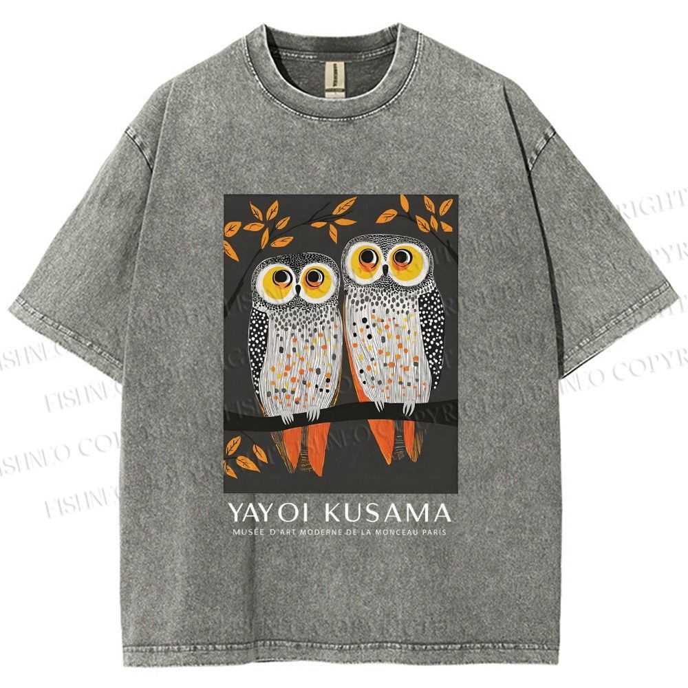 Unisex Dotty Owl Duo Printed Washed Tee