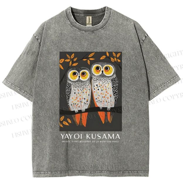 Unisex Dotty Owl Duo Printed Washed Tee