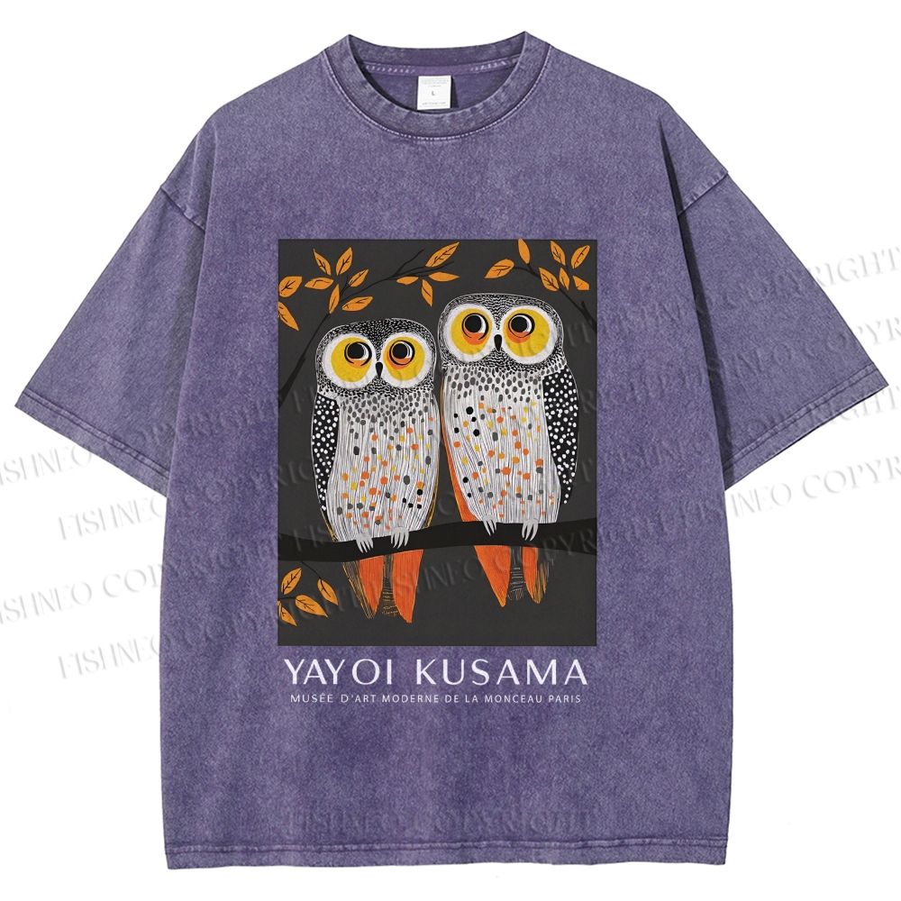 Unisex Dotty Owl Duo Printed Washed Tee
