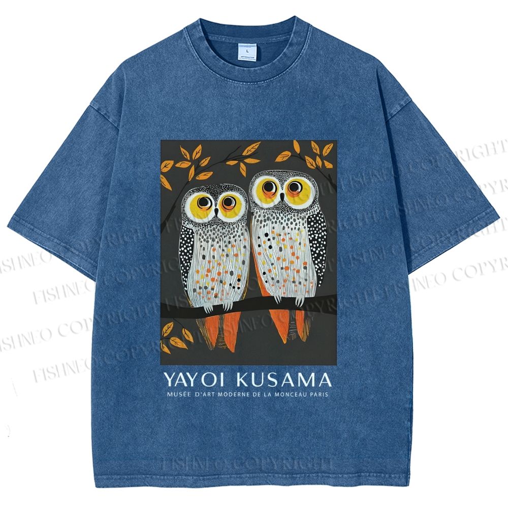 Unisex Dotty Owl Duo Printed Washed Tee