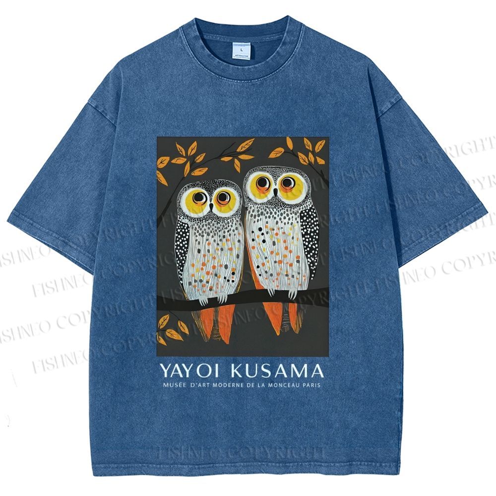 Unisex Dotty Owl Duo Printed Washed Tee