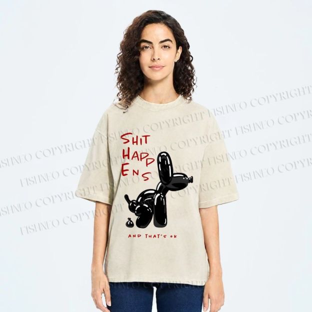 Unisex Balloon Dog Oops Printed Washed Tee