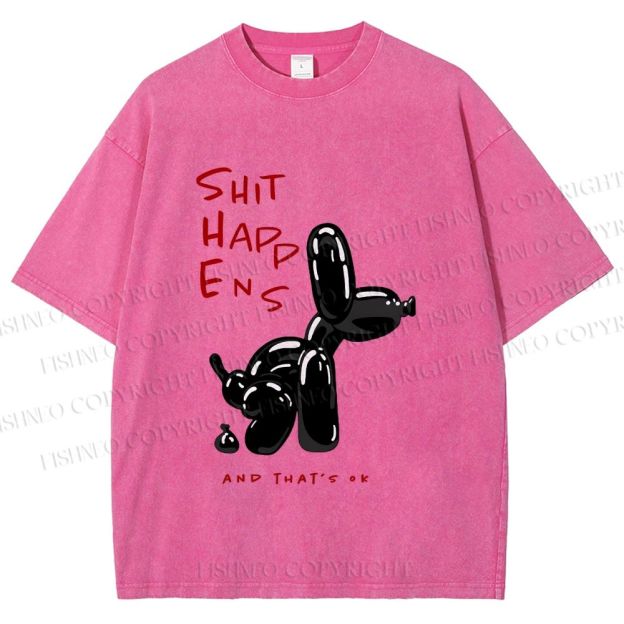 Unisex Balloon Dog Oops Printed Washed Tee