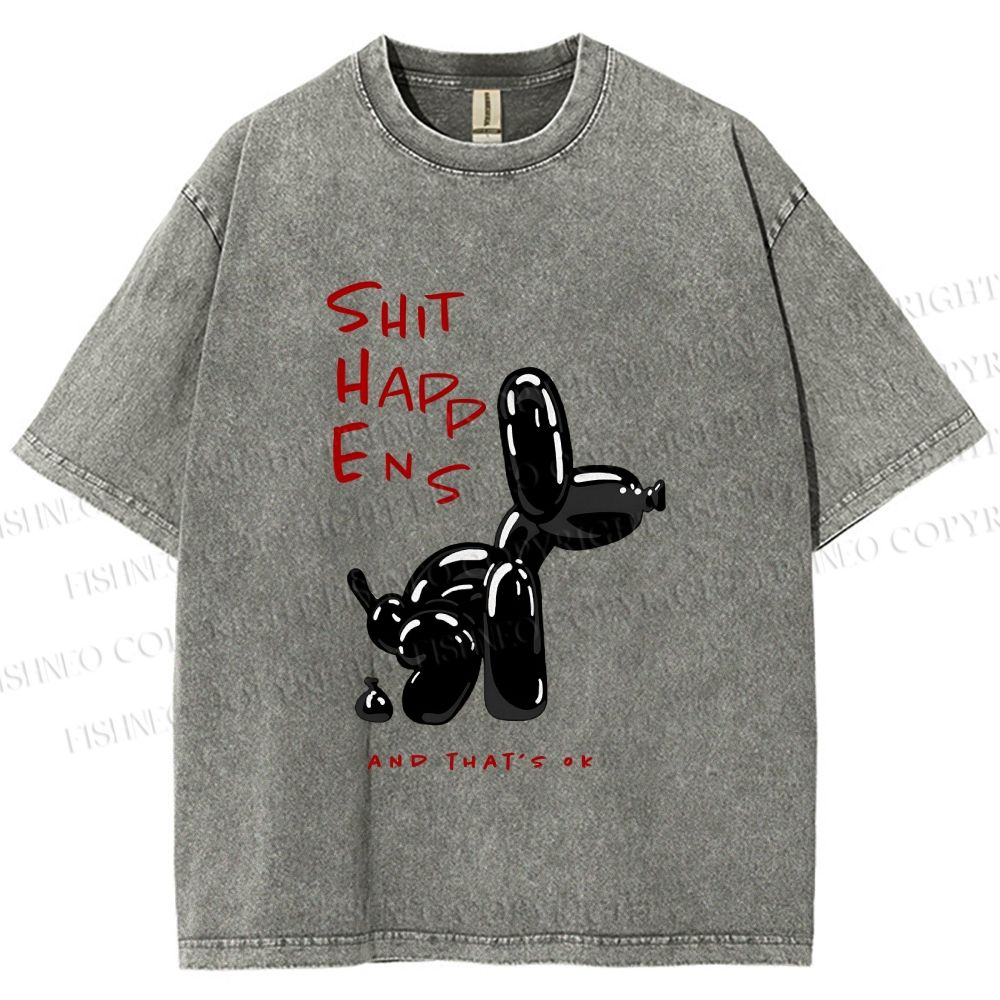 Unisex Balloon Dog Oops Printed Washed Tee