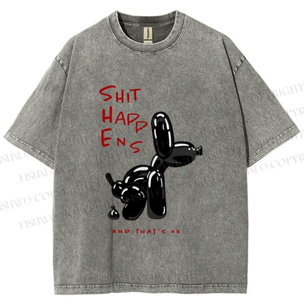 Unisex Balloon Dog Oops Printed Washed Tee