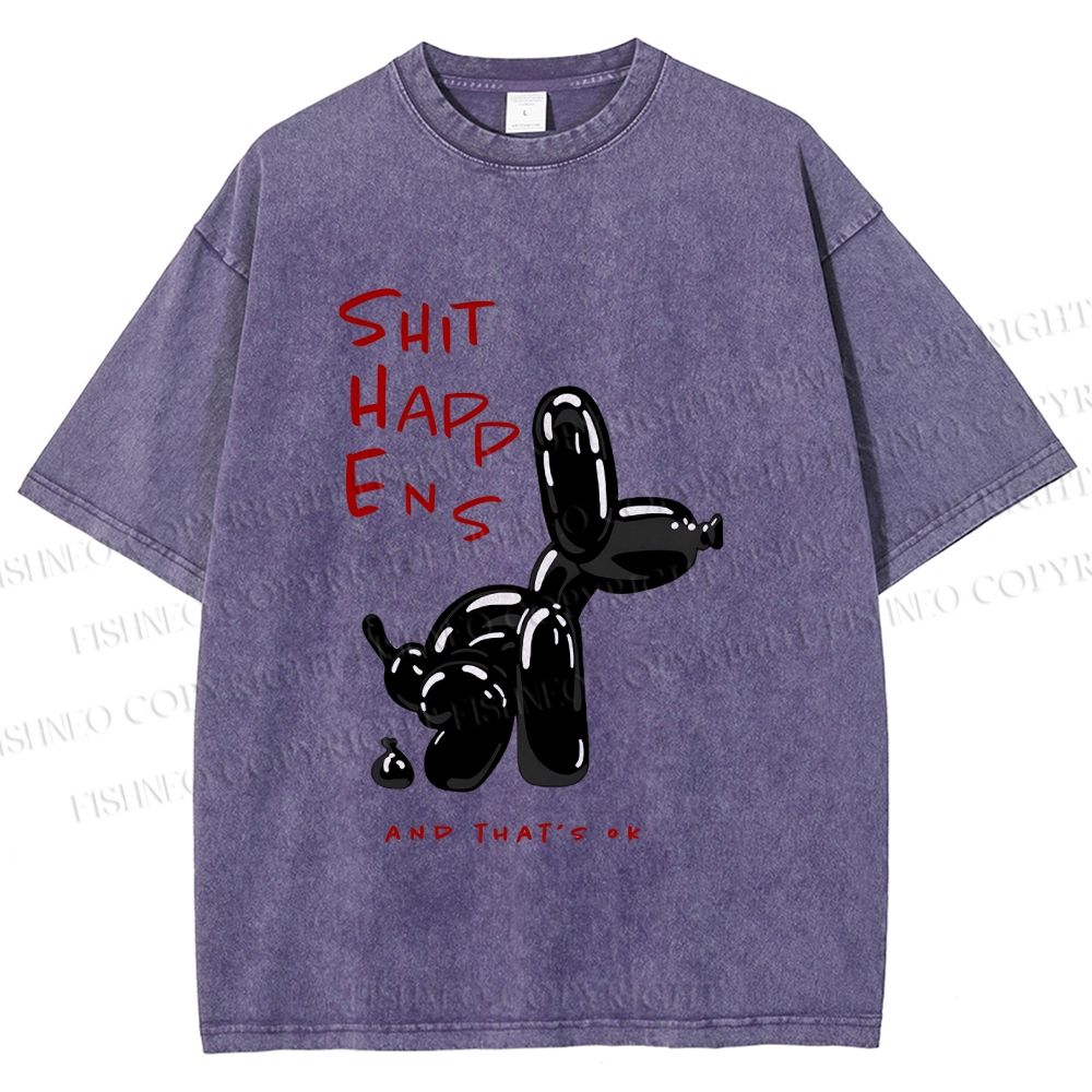 Unisex Balloon Dog Oops Printed Washed Tee