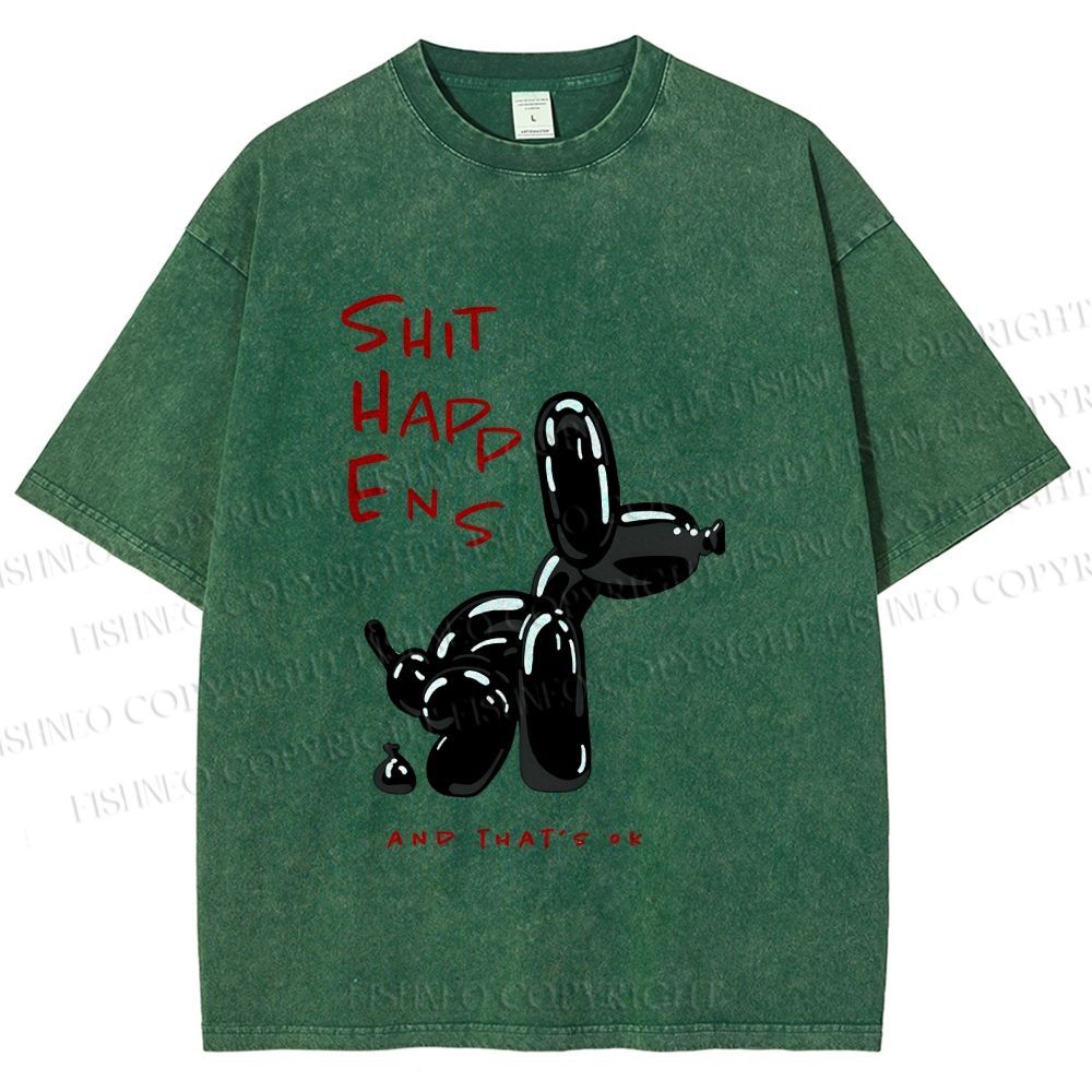 Unisex Balloon Dog Oops Printed Washed Tee