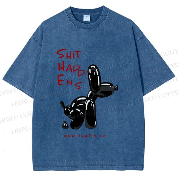 Unisex Balloon Dog Oops Printed Washed Tee