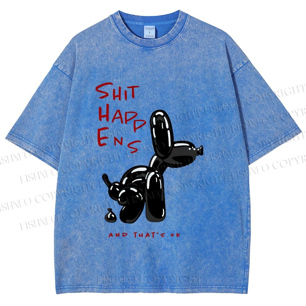 Unisex Balloon Dog Oops Printed Washed Tee