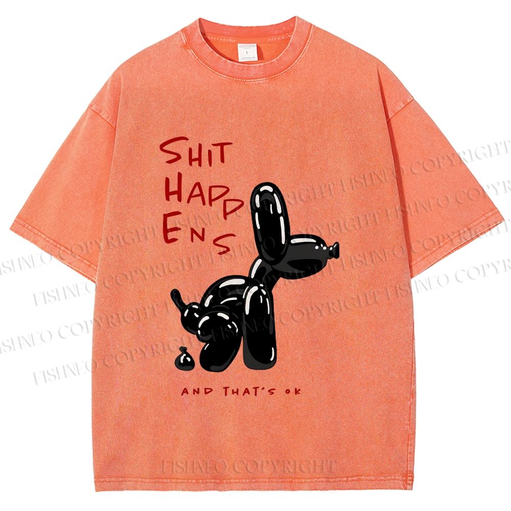 Unisex Balloon Dog Oops Printed Washed Tee