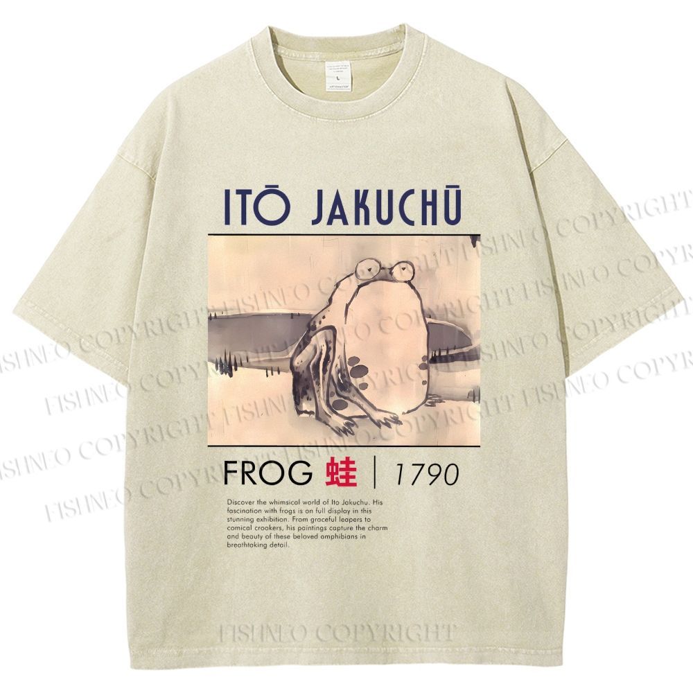 Unisex Vintage Frog Printed Washed Tee