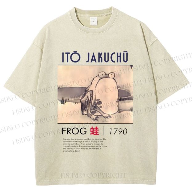 Unisex Vintage Frog Printed Washed Tee