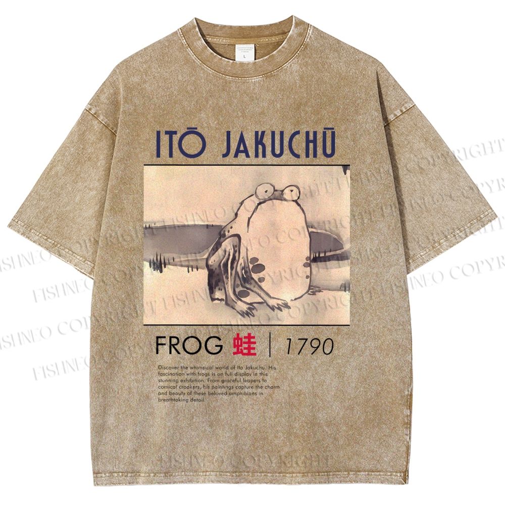 Unisex Vintage Frog Printed Washed Tee