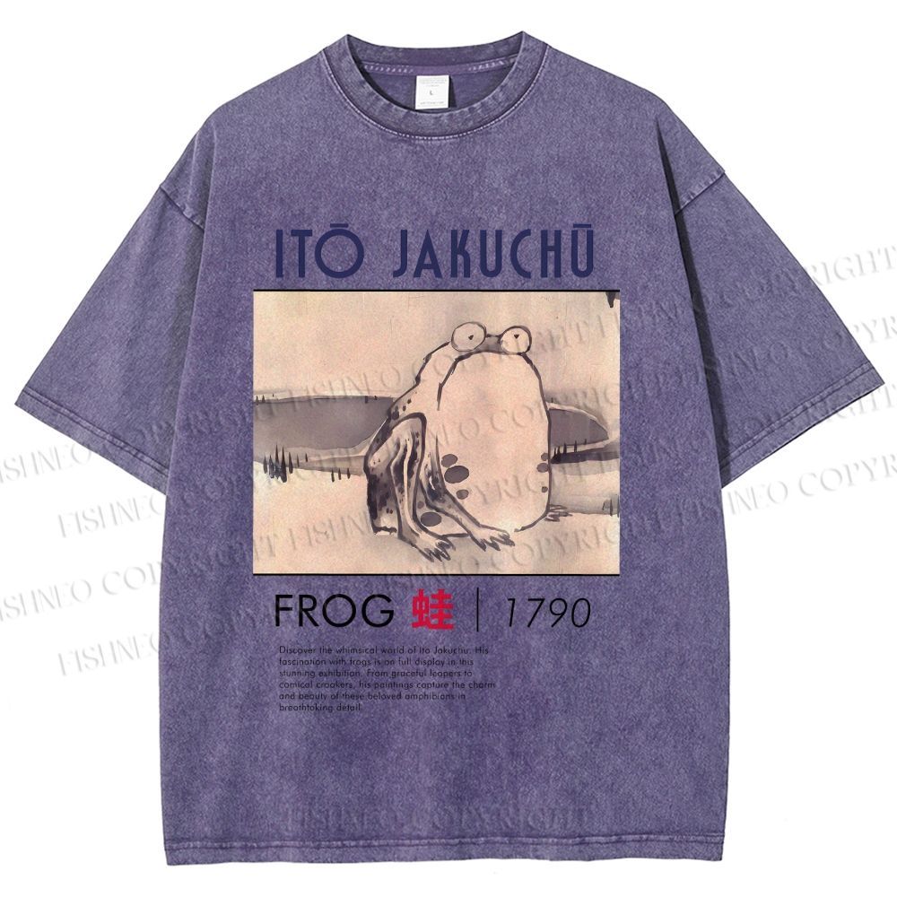 Unisex Vintage Frog Printed Washed Tee