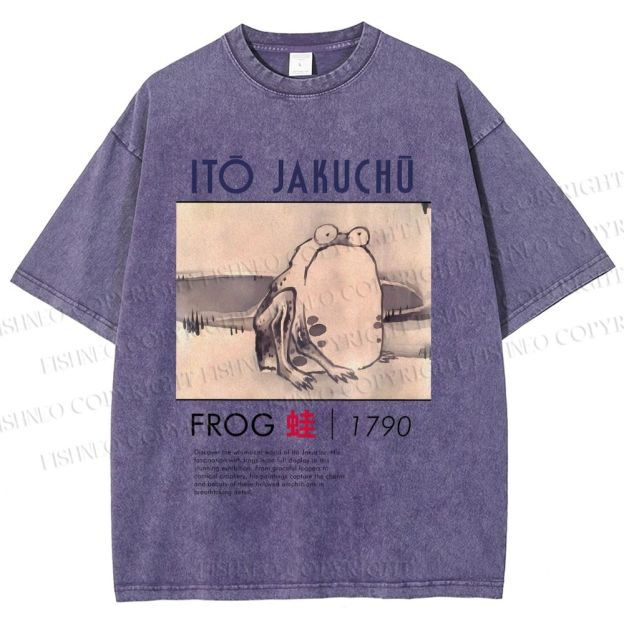 Unisex Vintage Frog Printed Washed Tee